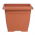 Vierkante bloembak "Terra" buiten 15 cm met schotel - terracottakleurig - 